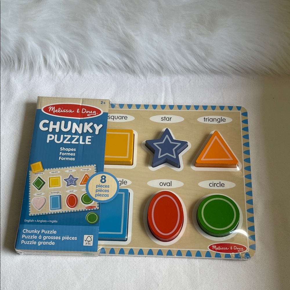 Melissa & Doug 8  Chunky Wooden Shape Puzzle Brand New.